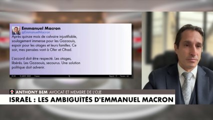 Anthony Bem : Emmanuel Macron «fait une abstraction des quinze mois de guerre qu'a vécu Israël»