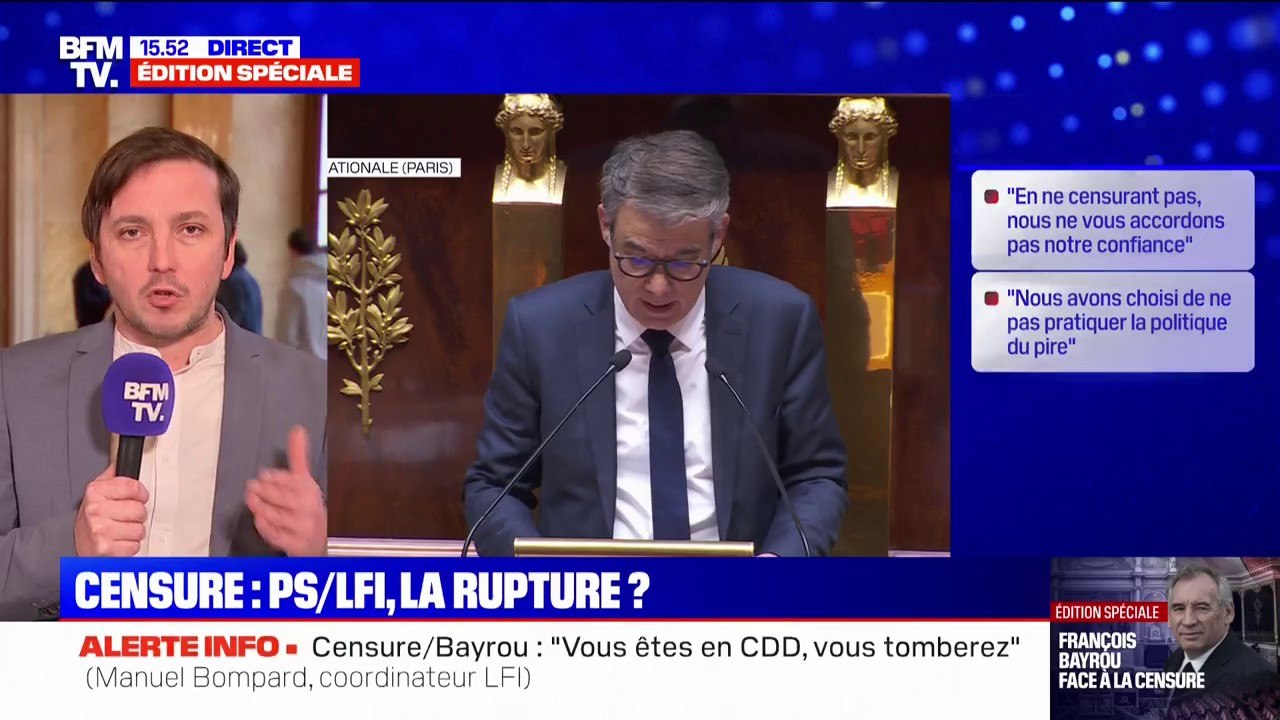 Refus du PS de voter la censure: "Cette gauche-là a renoncé à toute conquête sociale", déplore Aurélien Taché (LFI)