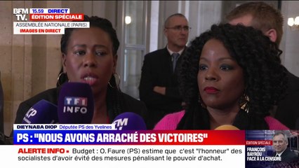 Refus du PS de voter la censure: "S'il n'y a pas d'actes concrets (dans le budget), nous serons les premiers à déposer une motion de censure", prévient Dieynaba Diop (PS)