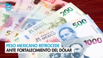 Peso mexicano retrocede ante fortalecimiento del dólar