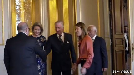 Re Filippo del Belgio e la Regina Mathilde ricevono i leader europei
