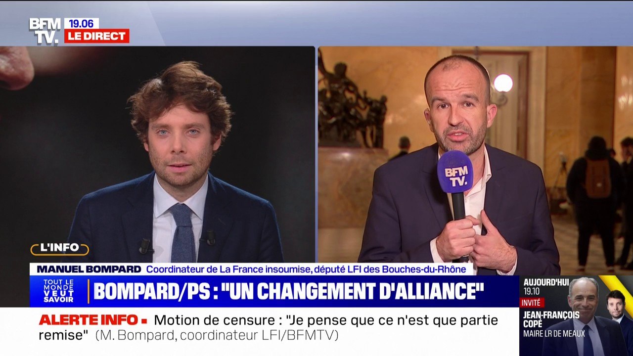 Motion de censure rejetée: le PS a "procédé à un changement d'alliance", dénonce Manuel Bompard, député insoumis