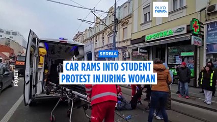 Student protester hit by car at anti-government demonstration in Belgrade