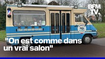 ROBIN DE BFM - À Tourcoing, Adel coiffe les habitants dans un bus des années 80
