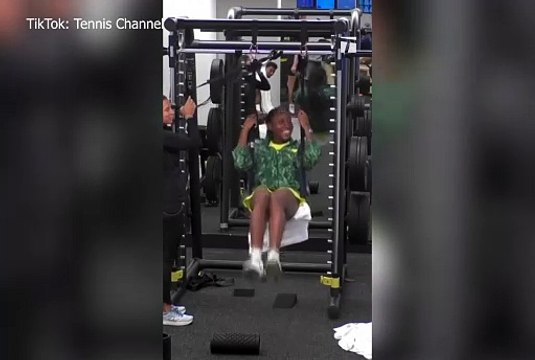 What a swing! Coco Gauff shows her playful side in the gym, balancing fun and focus