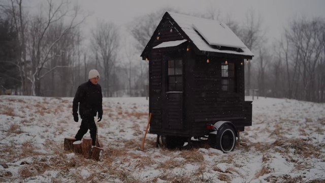 Staying In The Worlds Smallest Tiny House 😱 During Snowstorm 🥶
