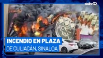 Así fue el incendio en una plaza en Culiacán, Sinaloa, hay un herido