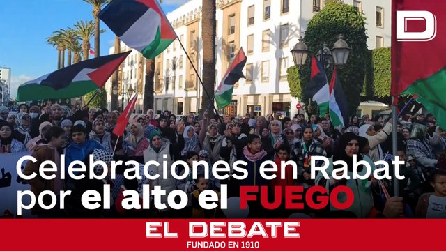 Decenas de personas en Rabat festejan el pacto de alto el fuego alcanzado entre Israel y Hamás