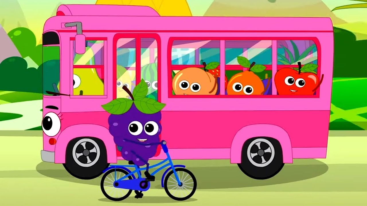 Wheels On The Bus Go Round And Round, Vehicle Song and Nursery Rhymes for Kids