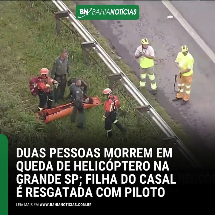 Duas pessoas morrem em queda de helicóptero na Grande SP; filha do casal é resgatada com piloto