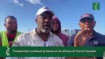 Transportista continuan protesta en las afueras de Puerto Caucedo