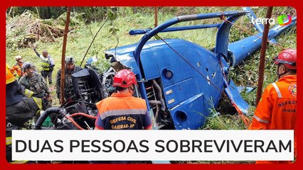Helicóptero cai em Caieiras, na Grande SP, com quatro pessoas a bordo