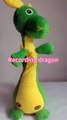 Soft motor-driven plush dragon with recording singing dancing led-lighting function.