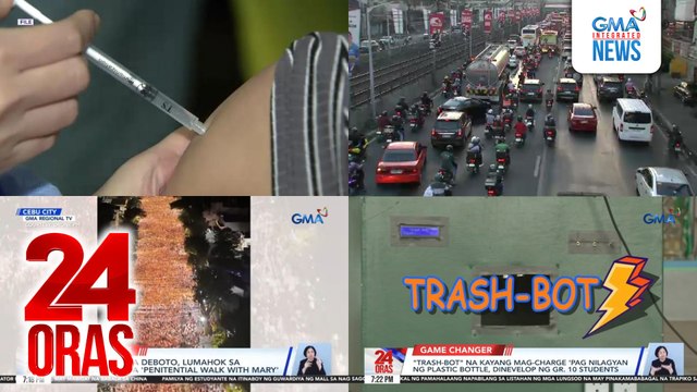 24 Oras: (Part 2) 3 lungsod sa Pilipinas na may pinakamabagal na usad ng trapiko, ayon sa pag-aaral; libo-libong deboto, lumahok sa tradisyunal na 'Penitential walk with Mary'; 1 milyong babaeng estudyante, target bakunahan kontra HPV, atbp.