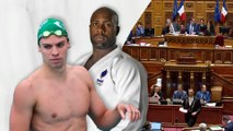 Léon Marchand et Teddy Riner s'expriment contre les coupes du budget des sports