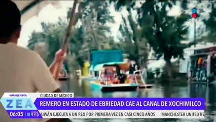 VIDEO: Remero en aparente estado de ebriedad cae al canal de Xochimilco