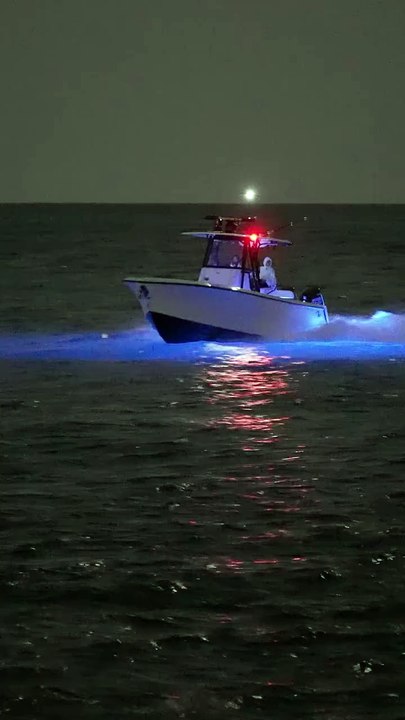 SeaVee after dark at the Haulover Inlet
