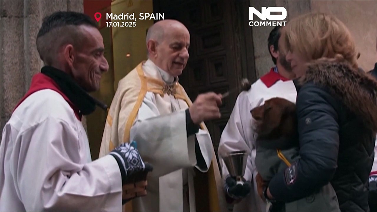 Madrider Tierhalter bringen ihre Tiere zur jährlichen Segnung in die St. Antonius-Kirche