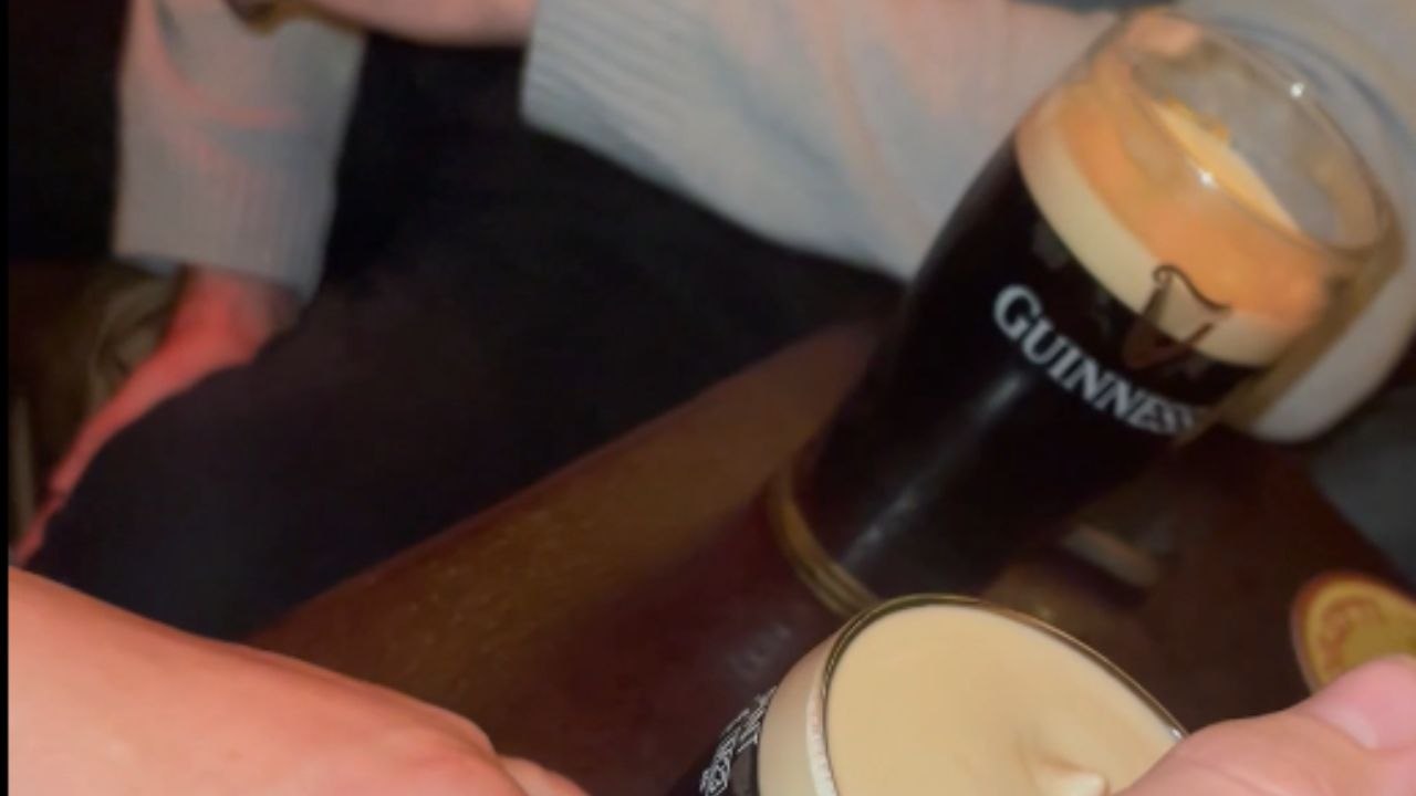 Hilarious transformation of a pint of Guinness into Thomas the Tank Engine