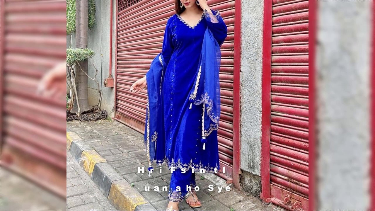 Pakistani Velvet Salwar Kameez Designs/New Velvet Dress Designs/Velvet Suit Design