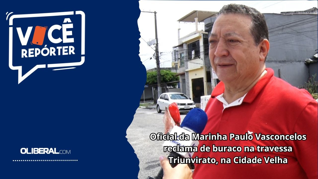 Oficial da Marinha Paulo Vasconcelos reclama de buraco na travessa Triunvirato, na Cidade Velha