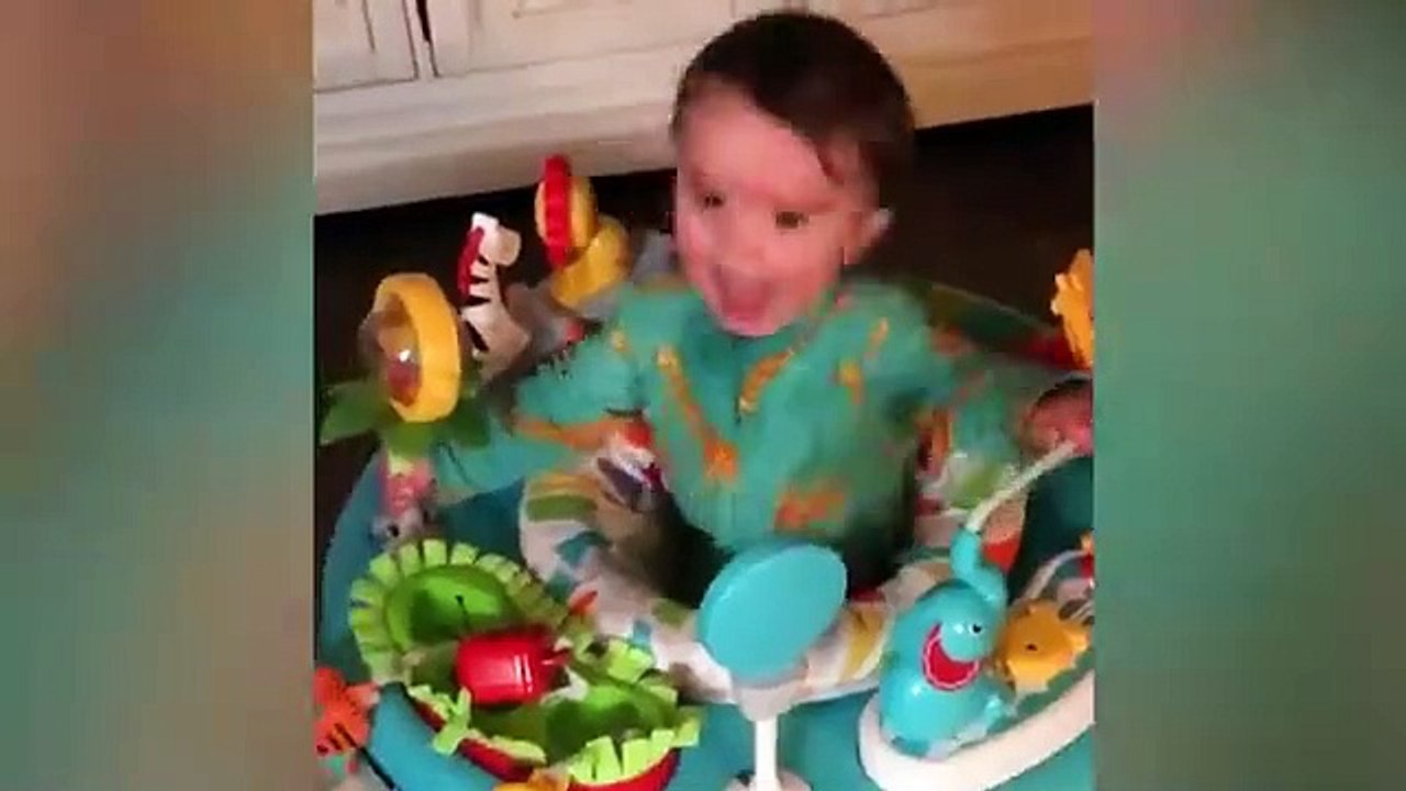 Daddy and baby having the time- video