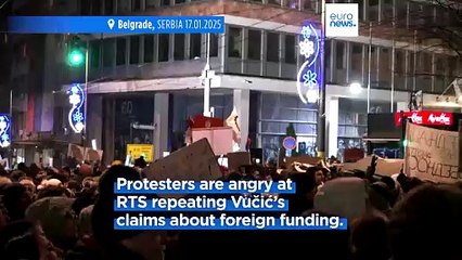 Thousands protest outside Serbia's state TV accusing it of pro-government bias