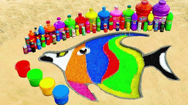 EXPERIMENT- How to make Rainbow Angel fish with Orbeez from Big Coca Cola vs Mentos & Popular Sodas