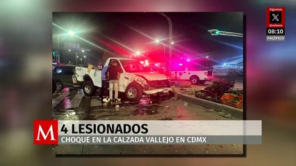 Choque deja cuatro heridos sobre la calzada Vallejo en CdMx