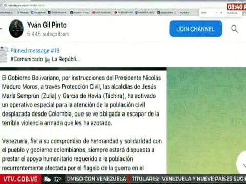 Venezuela activa operativo para atender población civil desplazada desde Colombia