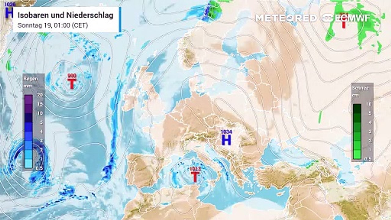 Hoch Beate hält in Europa weiterhin die Stellung - Kälte und Schnee kommen dort zuerst einmal nicht an!