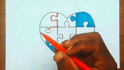 How to draw heart puzzle Drawing