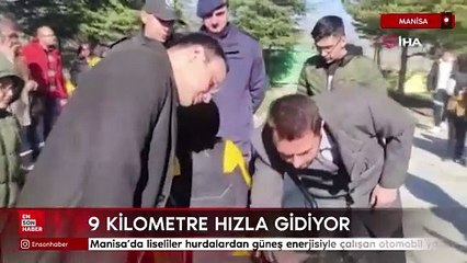 Manisa'da liseliler hurdalardan güneş enerjisiyle çalışan otomobil yaptı