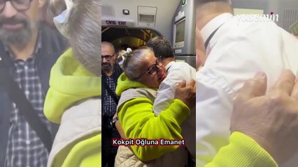 THY Pilotu Serkan Ilgın yolcular arasında bulunan annesini uçağın kapısında karşıladı