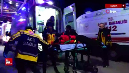 Konya'da turistleri taşıyan minibüs ile otomobil çarpıştı