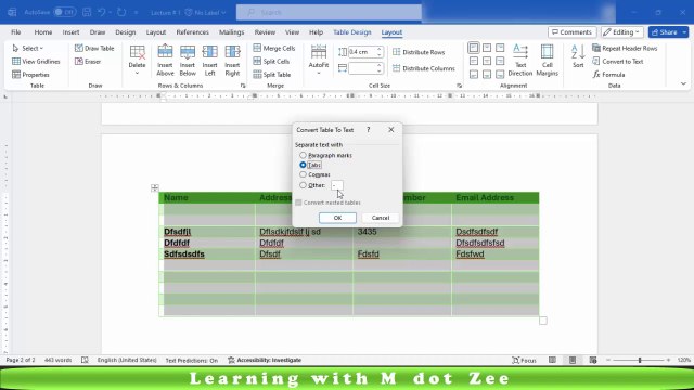 How to Draw Table in MS Word | Microsoft Word Tutorial | LECTURE # 3 | Learning with M dot Zee
