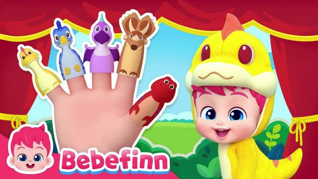 Dinosaur Finger Family Song 🦖 | Bebefinn Nursery Rhymes for Kids | Fun Learning with Dino Puppets