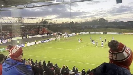 Linfield fans celebrate after Joel Cooper's hat-trick seals Premiership win over Portadown