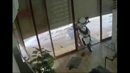 Roller shutter door control button accident