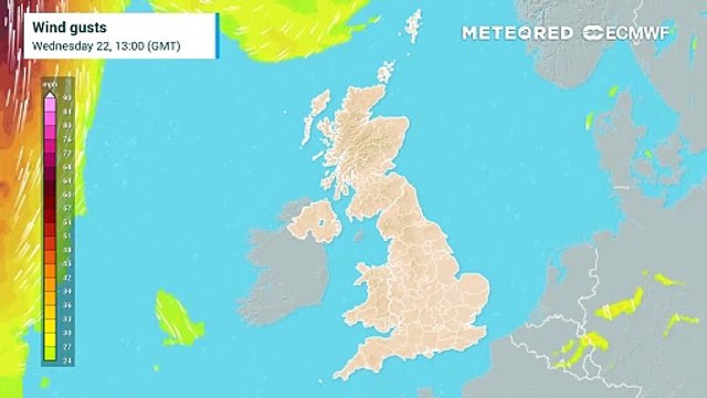 Wind gusts from Storm Éowyn in the UK