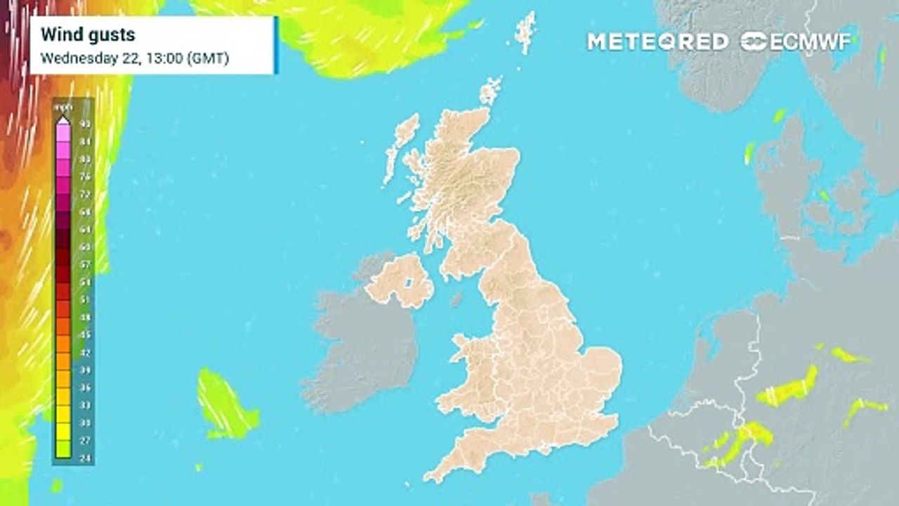 Wind gusts from Storm Éowyn in the UK