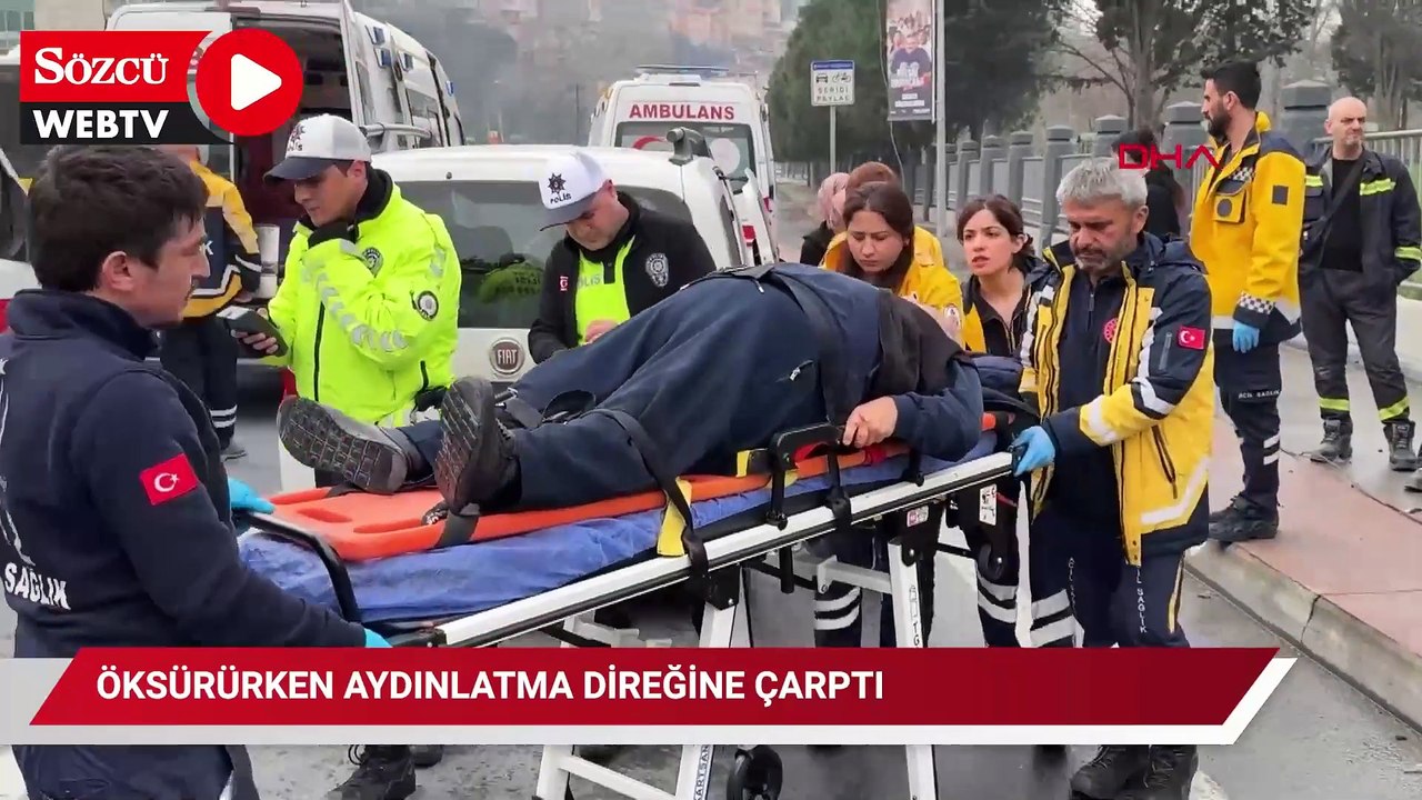 İstanbul'da akıl almaz kaza! Öksürürken aydınlatma direğine çarptı