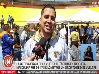 Finaliza con éxito y en paz la octava etapa de la Vuelta al Táchira en bicicleta masculina