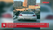 İstanbul'da şok görüntü! Arabasını yumruklayan kuryeyi copla dövdü