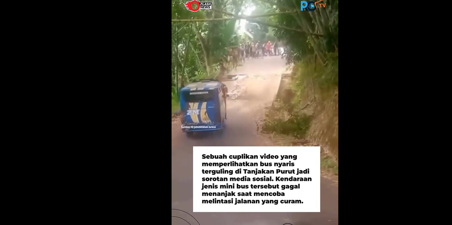 Viral Video Perjuangan Bus Lewati Jalan yang Ambles di Cianjur