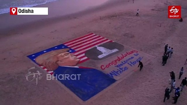 Ahead Of Inauguration, Sudarshan Pattnaik Creates 47-Foot Sand Art Of Donald Trump