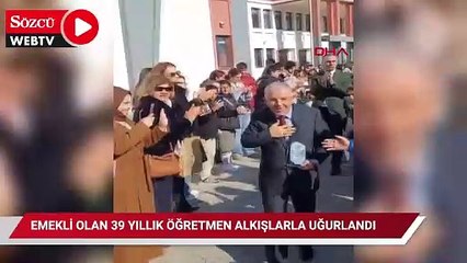 Emekli olan 39 yıllık öğretmen alkışlarla uğurlandı