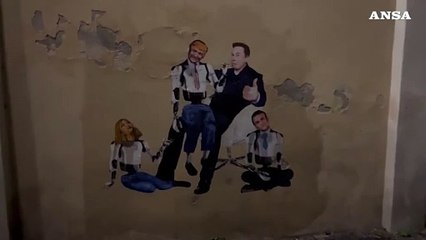 Trump, Musk, Meloni e Macron nell'ultimo murale di Harry Greb