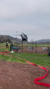 Andenne : l'hélico militaire qui avait heurté des câbles électriques s'est envolé