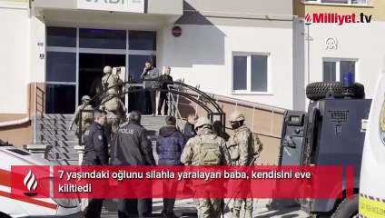 7 yaşındaki oğlunu vurup, kendisini eve kilitledi